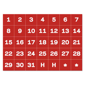 MasterVision® Interchangeable Magnetic Board Accessories, Calendar Dates, Red-white, 1" X 1" freeshipping - TVN Wholesale